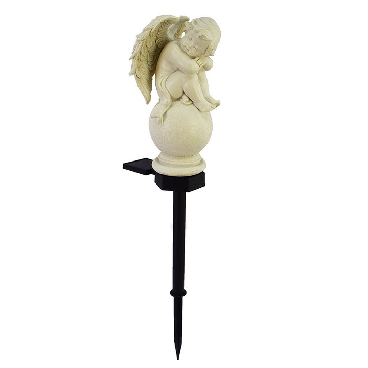 Decorative Solar Garden Stake Statue Resin Girl Figurine With Integrated Solar LED And Weatherproof Spike Bowlift