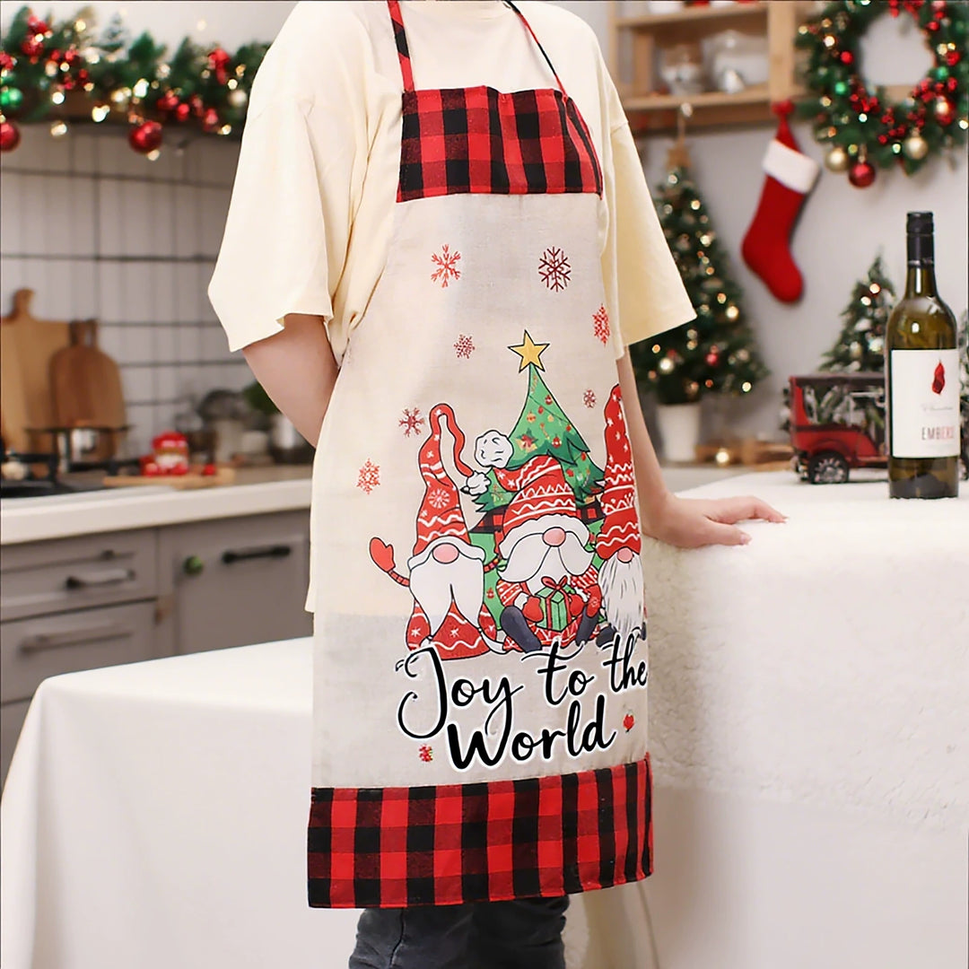Colorful Burlap Faceless Gnome Christmas Apron