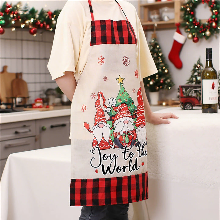 Colorful Burlap Faceless Gnome Christmas Apron