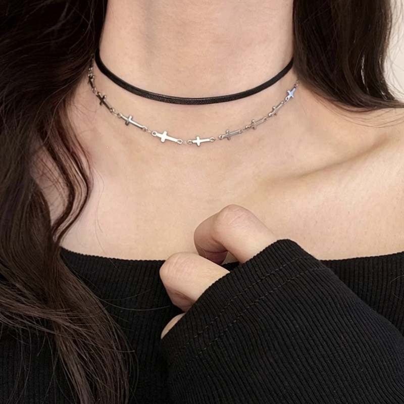 Adjustable Leather Choker Necklace Bowlift