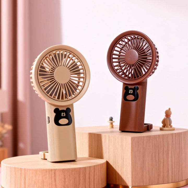 Ladies Portable Personal Fan with Animal Motif Bowlift