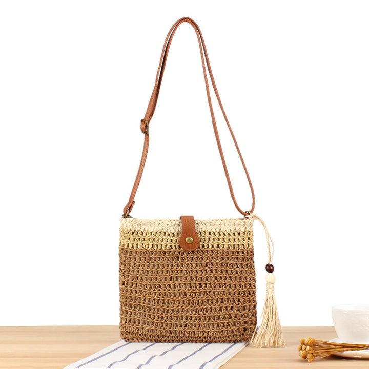 Handmade shoulder bag with tassels and leather accents Bowlift