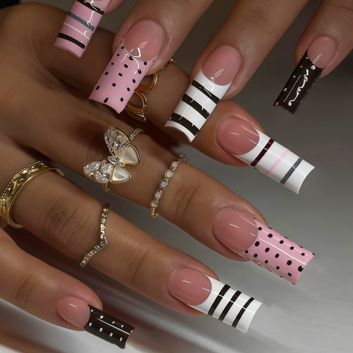 Nail Art Set with Creative Stripe and Dot Patterns Bowlift
