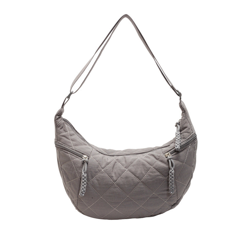 Quilted Soft Fabric Hobo Handbag Bowlift