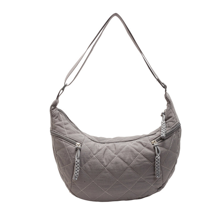 Quilted Soft Fabric Hobo Handbag Bowlift