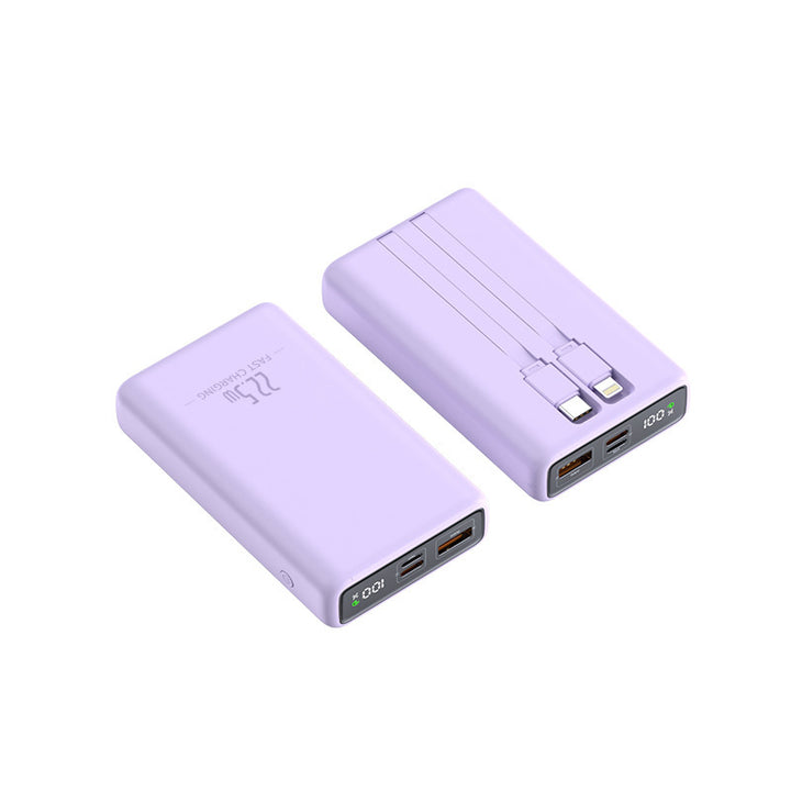 Portable power bank with integrated charging cable and digital charge level display Bowlift