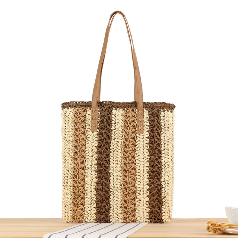 Braided tote bag with elegant leather handles Bowlift