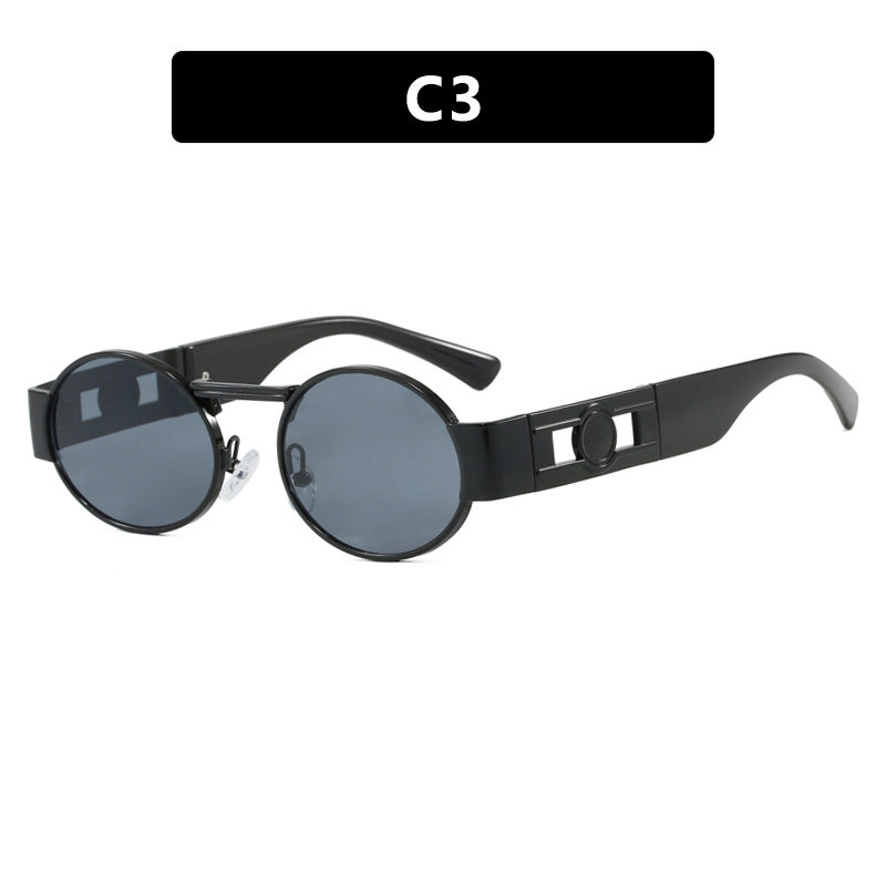 Ladies round sunglasses with fashionable metal frame and UV protection Bowlift