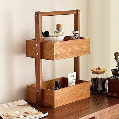 Wooden Multi-Tiered Cosmetic Organizer Bowlift