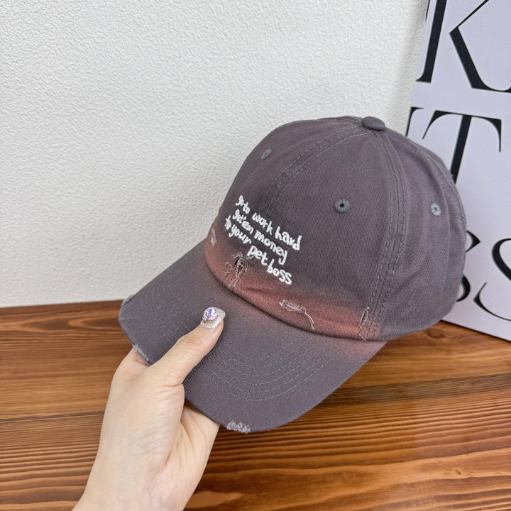 Women's Distressed Denim Statement Cap Bowlift
