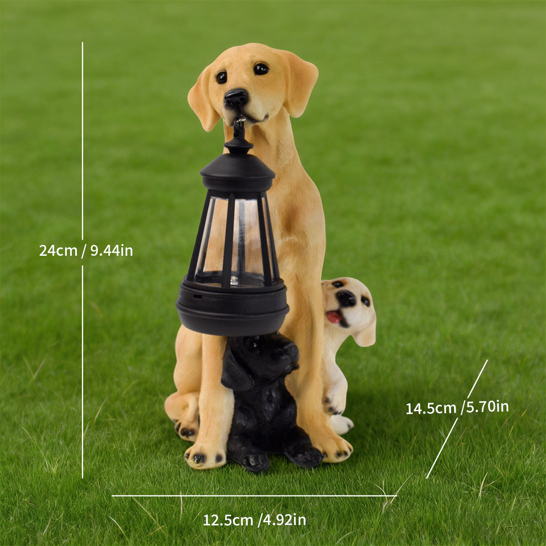 Outdoor Solar LED Lantern Boxer Dog Statue Bowlift