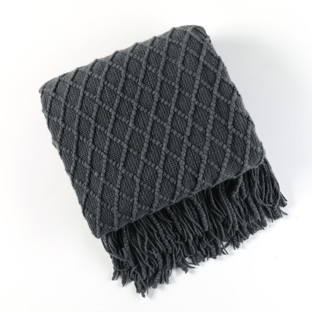 Cable Knit Fringe Throw Blanket Bowlift