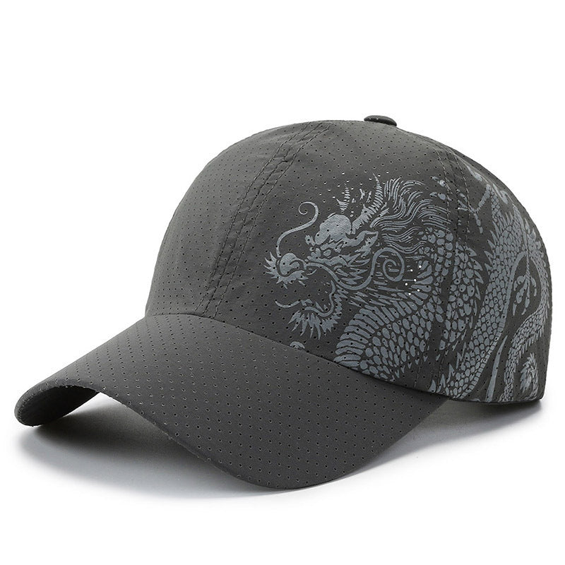 Men's Sports Cap with Dragon Pattern Bowlift