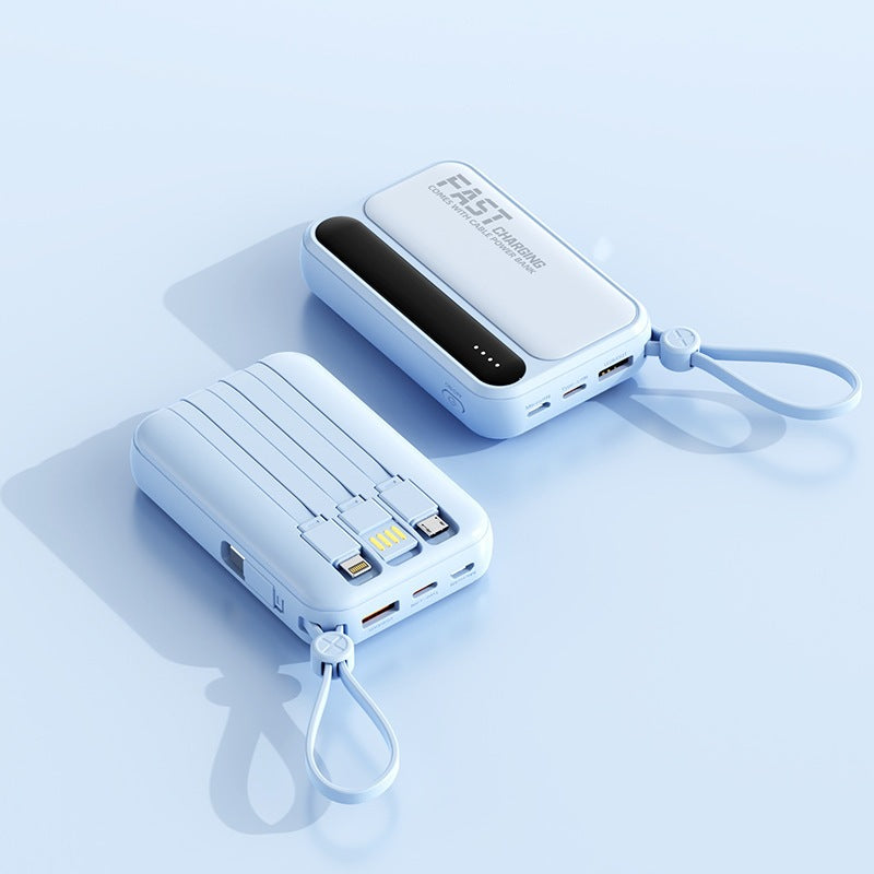 Portable power bank with integrated fast charging ports and multifunctional cable Bowlift