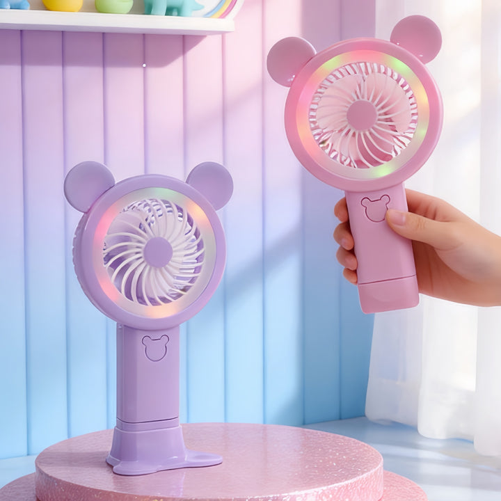 Portable LED Hand Fan with Cute Animal Design Bowlift
