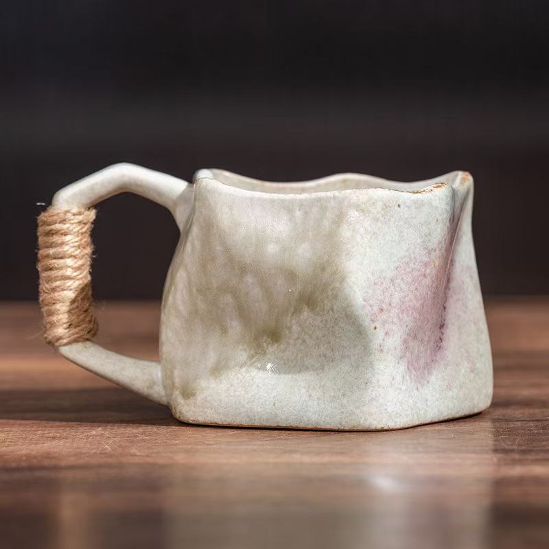 Handcrafted Ceramic Coffee Mug with Rope-Wrapped Handle Bowlift