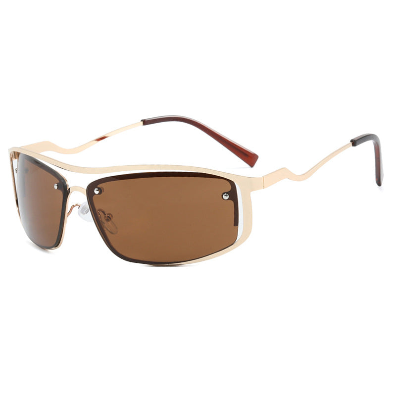Women’s futuristic sunglasses with an elegant metal frame and high-transparent lenses Bowlift