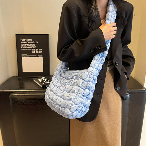 Textured Quilted Shoulder Bag Bowlift