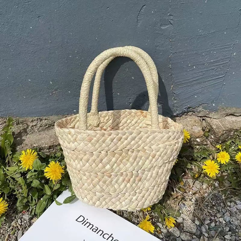 Handcrafted basket bag with double handles Bowlift