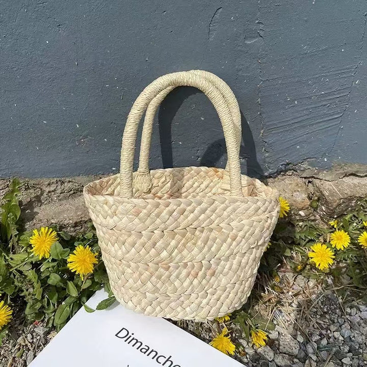 Handcrafted basket bag with double handles Bowlift
