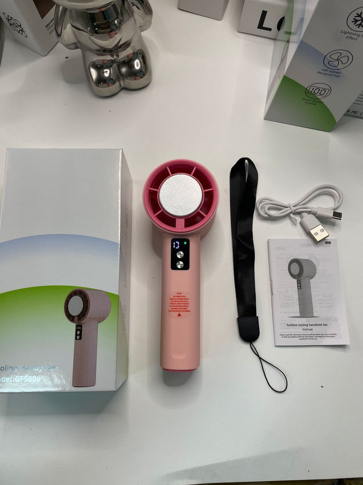 Women's Portable Turbo Hand Fan with Digital Control Bowlift