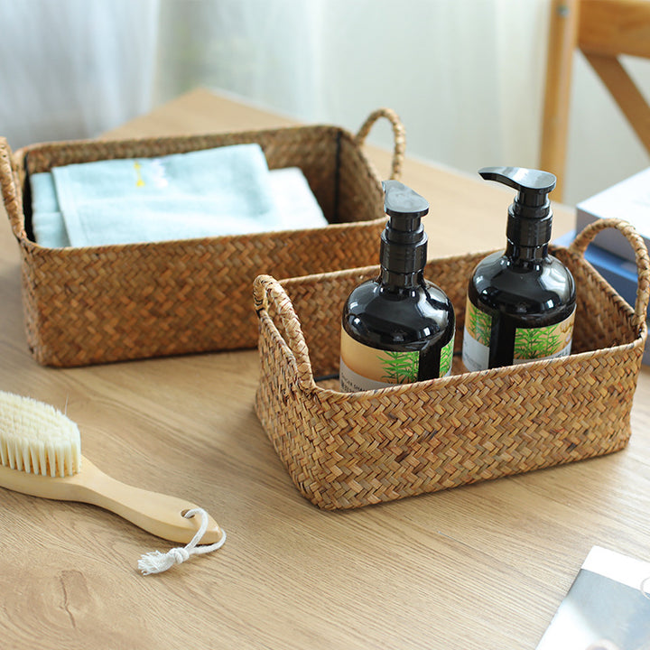 Handwoven Natural Storage Basket Bowlift