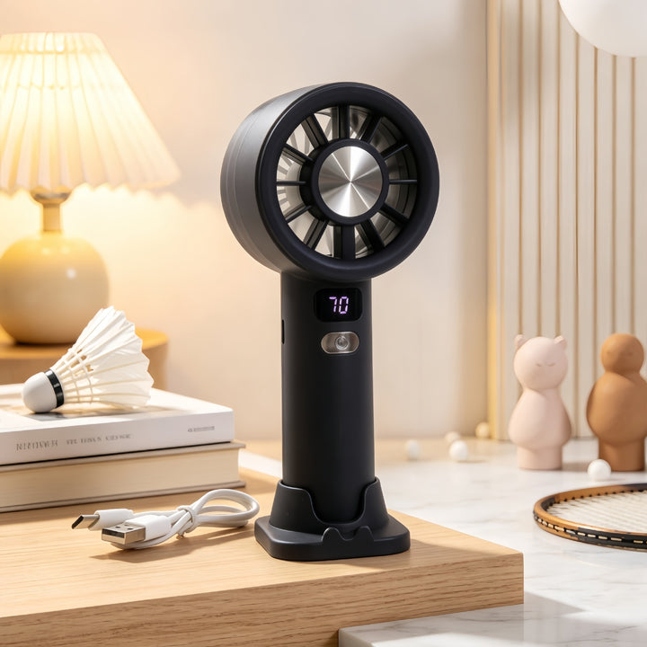 Portable Handheld Fan with Precise Speed Control and LED Display Bowlift