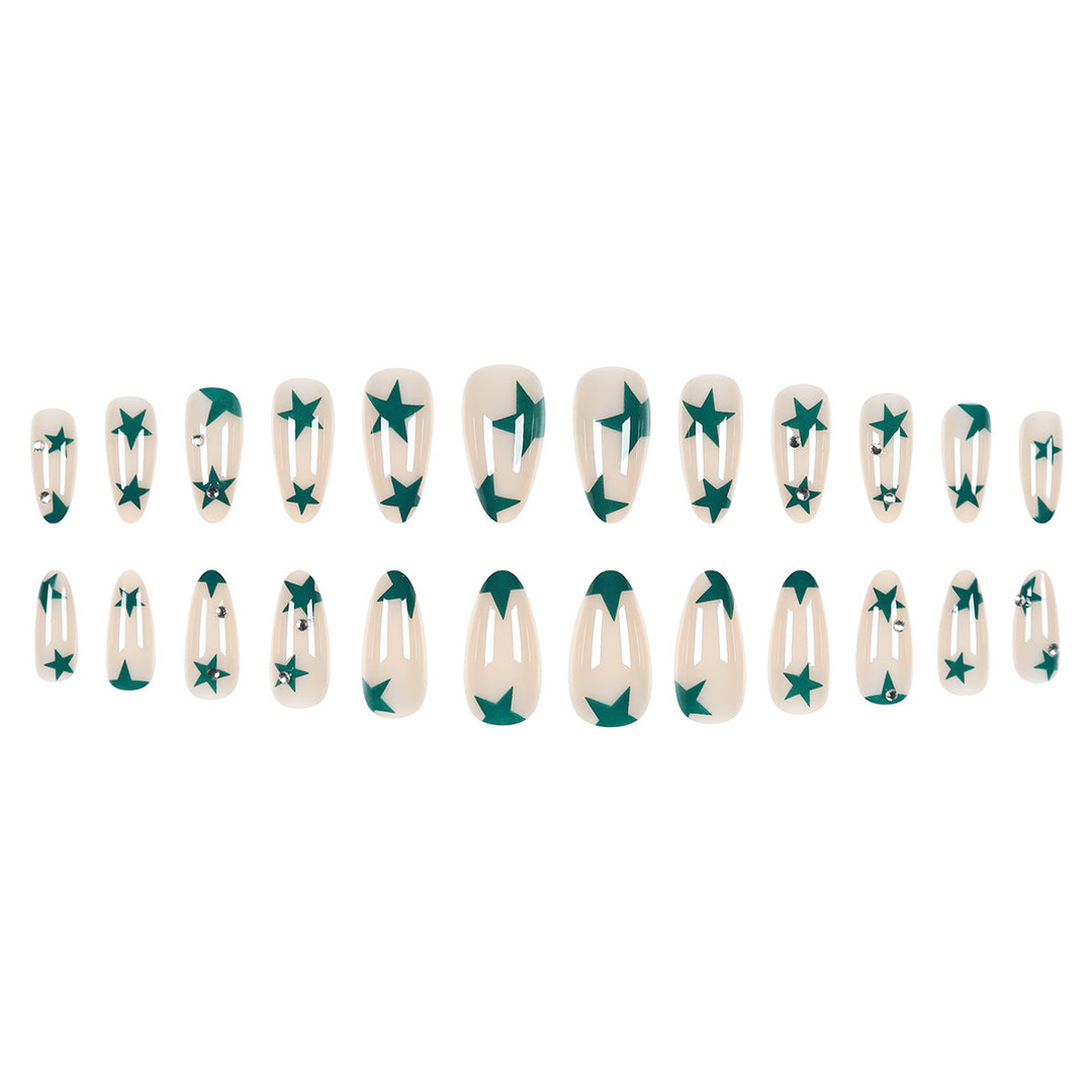 Artistic Press-On Nails with Star Design Bowlift