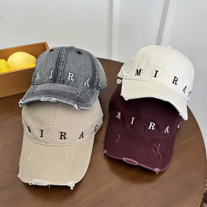 Women's Distressed Denim Baseball Cap Bowlift