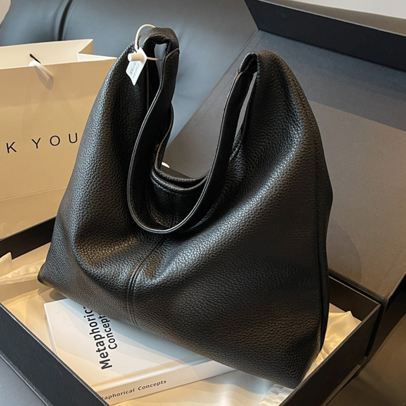 Elegant Soft Leather Hobo Bag Bowlift