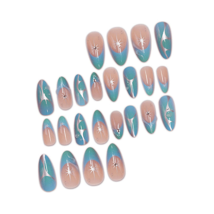 Artistic Stiletto Press-On Nails with Metallic Accents Bowlift