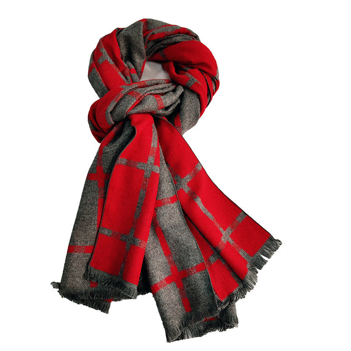 Women's Elegant and Warm Scarf with Modern Check Pattern Bowlift
