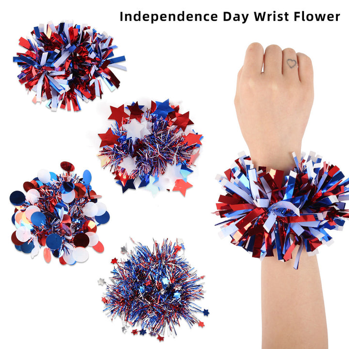 Unisex nan Pompom bracelet made of metallic tinsel with elastic insert for party and cheerleading Bowlift