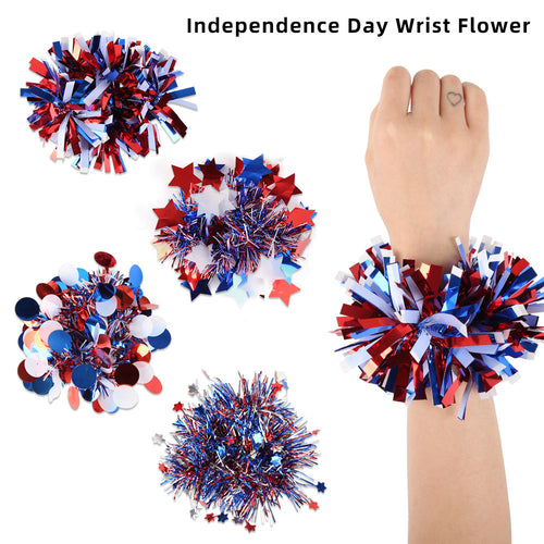 Unisex nan Pompom bracelet made of metallic tinsel with elastic insert for party and cheerleading Bowlift