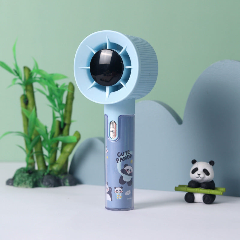 Unisex portable hand fan with integrated moisture container and cute panda design Bowlift
