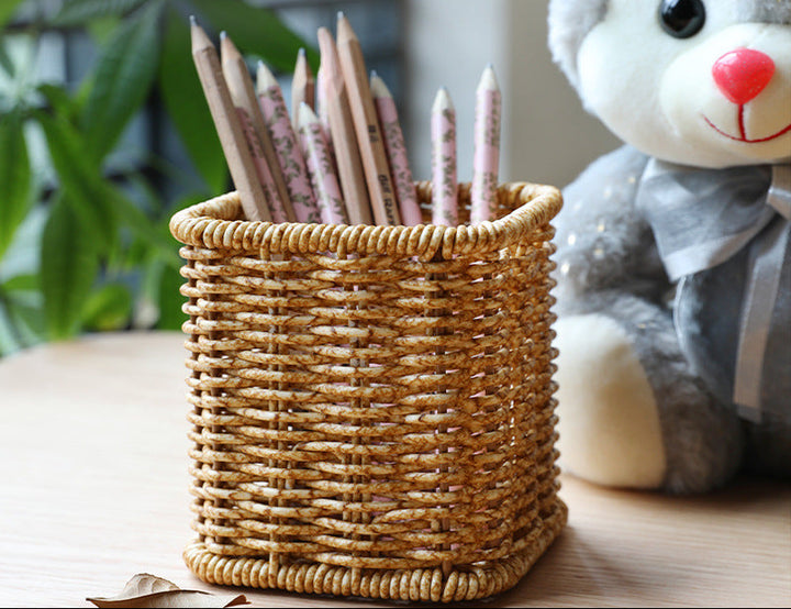 Handwoven Square Wicker Storage Bin Bowlift