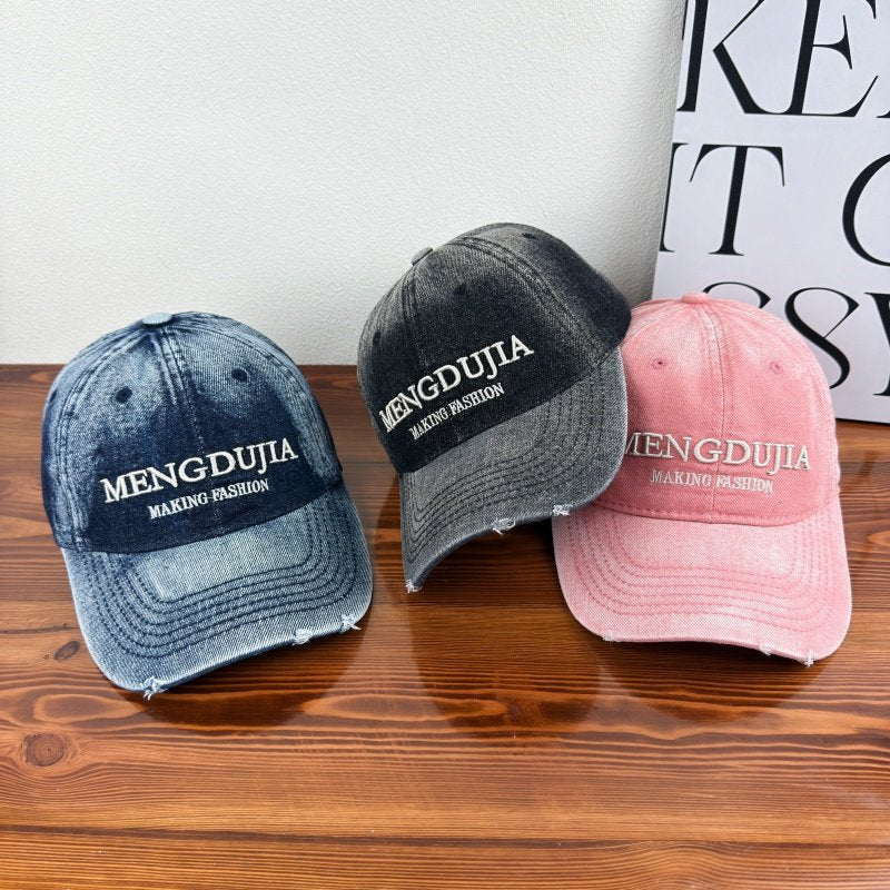 Men's Distressed Denim Baseball Cap Bowlift 1784270408