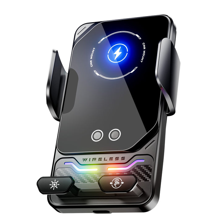 Unisex Qi-enabled smartphone holder with automatic fastening Bowlift