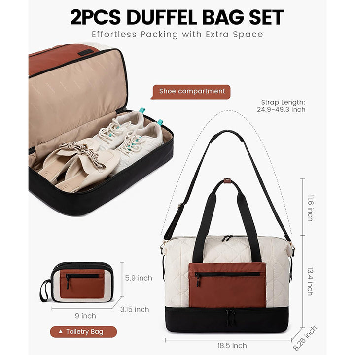 Practical Travel Bag with Removable Cosmetic Pouch Bowlift