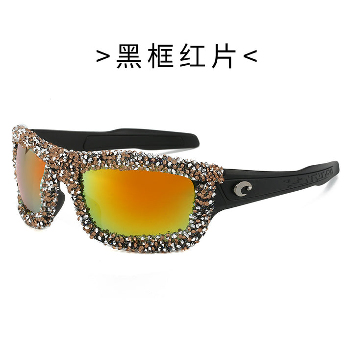 Women's sporty sunglasses with sparkling rhinestone frame Bowlift