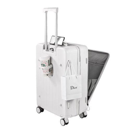 Unisex Tech-Enhanced Spinner Luggage with Expandable Storage Bowlift
