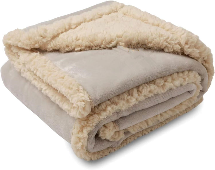 Oversized Reversible Plush Faux Fur Sherpa Throw Blanket