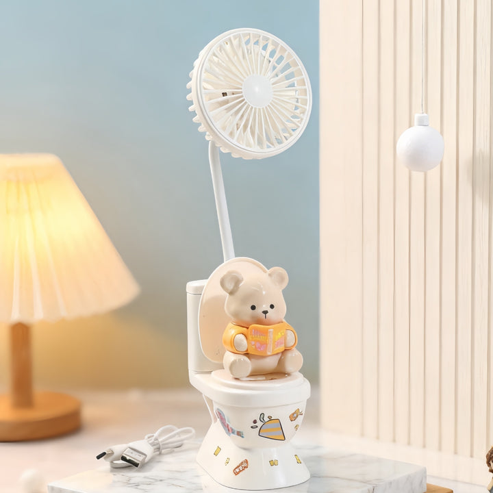 Women's Table Fan with Creative Bear Design Bowlift