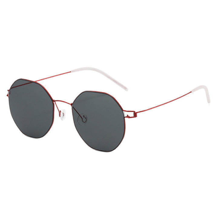 Women's geometric sunglasses with high-quality metal frame and mirrored lenses Bowlift