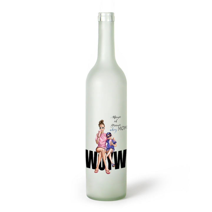 Decorative Frosted Glass Bottle Vase With Fashion Collage Decal