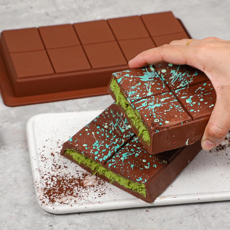 Flexible Silicone Rectangular Chocolate Bar Mold Ten-Segment Nonstick Removable Tray