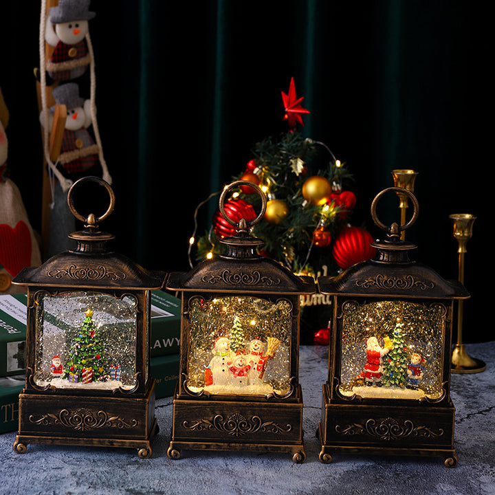 Glittering Christmas lantern with snow scenes Bowlift