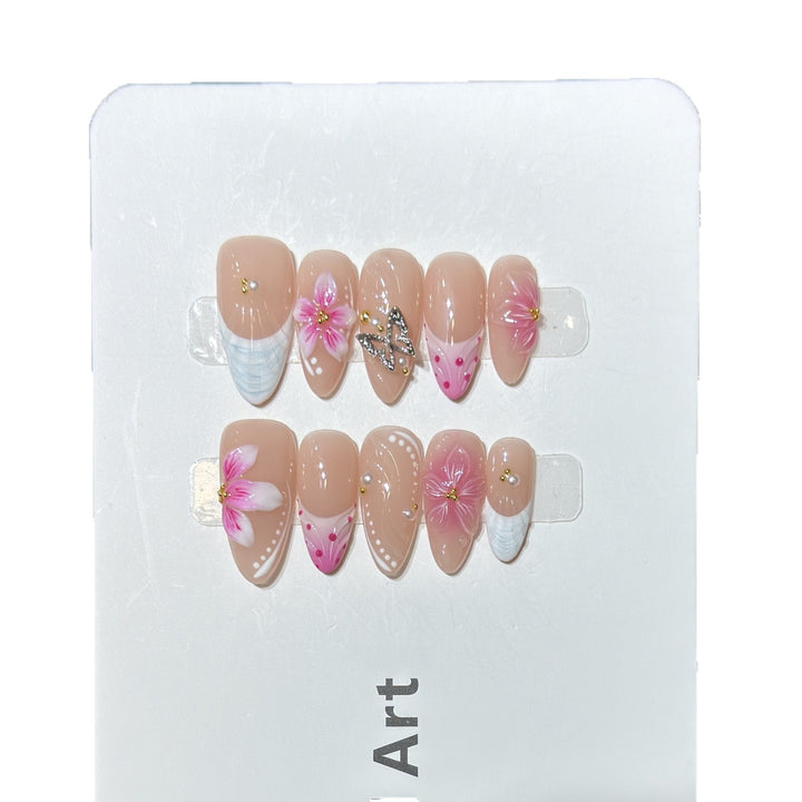 Floral Accent Press-On Nail Art Set Bowlift
