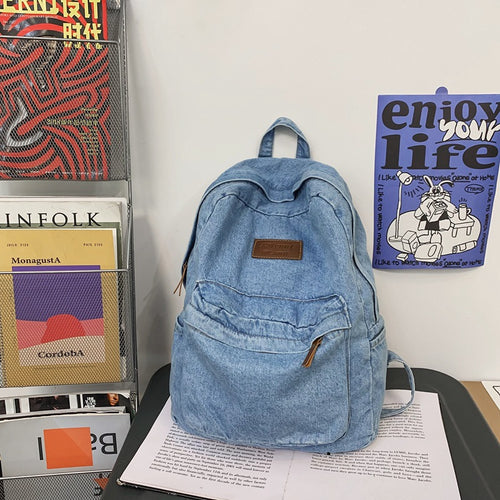 Casual Denim School Backpack