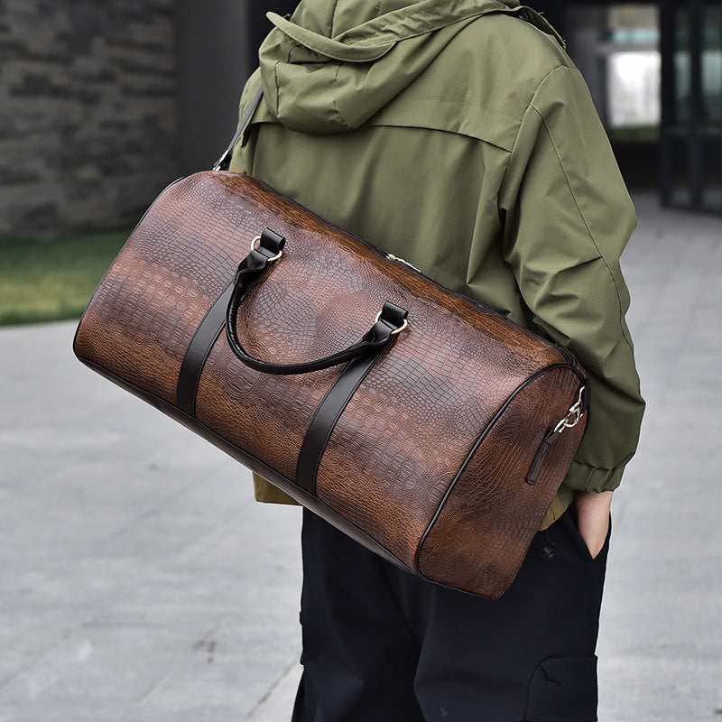 Luxurious Travel Bag Made of High-Quality Faux Leather with Elegant Crocodile Pattern Bowlift